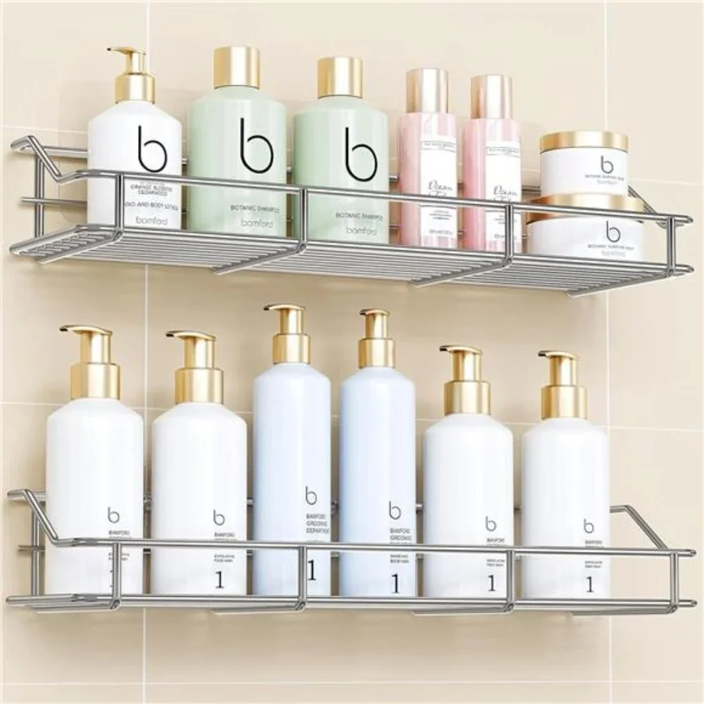 Adhesive Shower Caddy Shelf Shower Wall Organizer,Large Capacity Bathroom